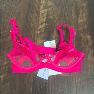 For Love And Lemons Neon Pink Lace Bra